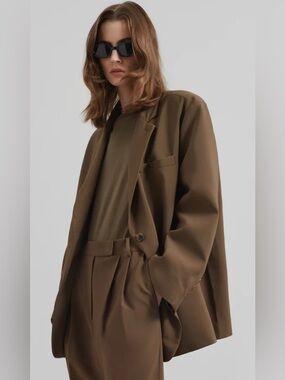 The Frankie Shop Olive Green Oversized Blazer